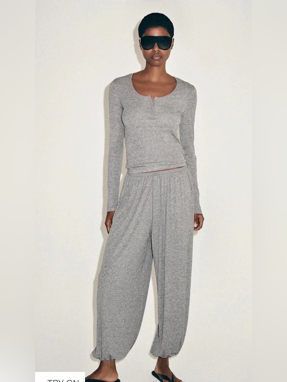 Zara Gray Lounge Set - Henley Top & Joggers NWOT